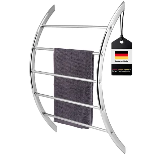 bremermann Handtuchhalter mit 5 Stangen, verchromt - Handtuchhaken zur Wandmontage mit 5 versetzten Stangen für optimale Luftzirkulation. Ideal für effizientes Trocknen von Handtüchern und Badetüchern, zeitloses Design, platzsparend und funktional.