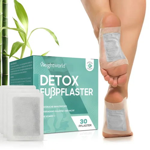 Detox Fußpflaster mit Vitamin C - 30 Entgiftungspflaster von WeightWorld - Fußpolster & -pads für eine sanfte Entgiftung über Nacht, angereichert mit Vitamin C und Bambusessig für mehr Energie und Vitalität.