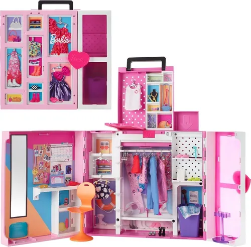Barbie Traum Kleiderschrank mit Zubehör - Puppenset mit über 36 Teilen, 2 Etagen und mehr als 500 Kombinationsmöglichkeiten – ideal für kreatives Spiel und Modeabenteuer!