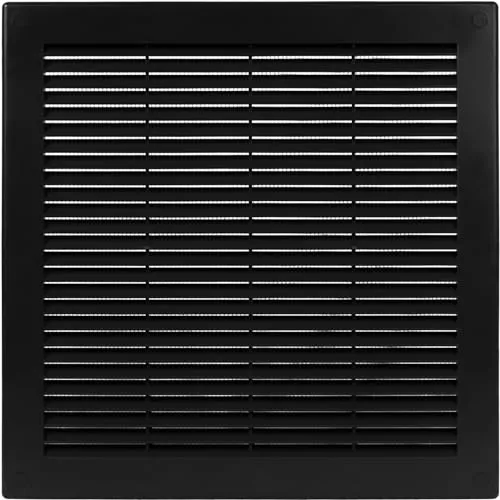 Vent Systems 300 x 300 mm Schwarz Lüftungsabdeckung – Flache, Quadratische Lüftungsschlitze – Integrierter Fliegengitter – HVAC-Lüftungsöffnungen für Badezimmer, Heimbüro