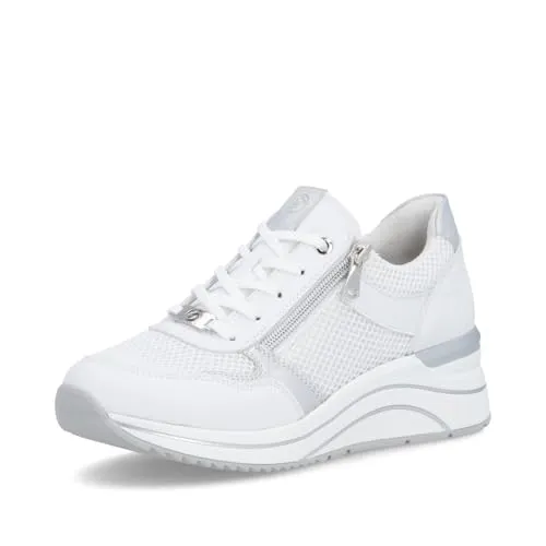 Remonte Damen Low-Top Sneaker D0T19 – Komfortable Halbschuhe für den Alltag - Halbschuhe mit Reißverschluss und Keilabsatz, ideal für breite Füße. Die Lite 'n Soft Technologie sorgt für eine optimale Dämpfung und Bewegungsfreiheit. Vegan gefertigt und stylish kombiniert.