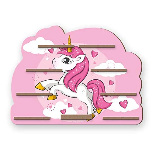 Kreative Feder Regal „Einhorn“ geeignet für Toniebox und Tonies inkl. 40 Metallplättchen für Flexible Befestigung der Tonie Figuren (Einhorn)