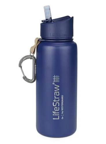 LifeStraw Trinkflasche Go Stainless Steel 0,7L - Blau mit Wasserfilter - Trinkflasche aus doppelwandigem Edelstahl, BPA-frei und inkl. Membran-Mikrofilter für sauberes Wasser. Ideal für Sport und Outdoor-Aktivitäten.