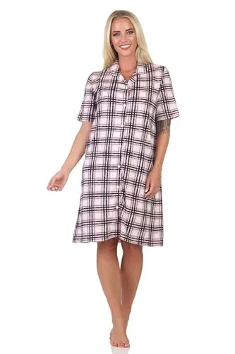 Normann Damen Kurzarm Nachthemd aus Single Jersey zum durchknöpfen - auch in Übergrössen, Farbe:rosa, Größe:40-42