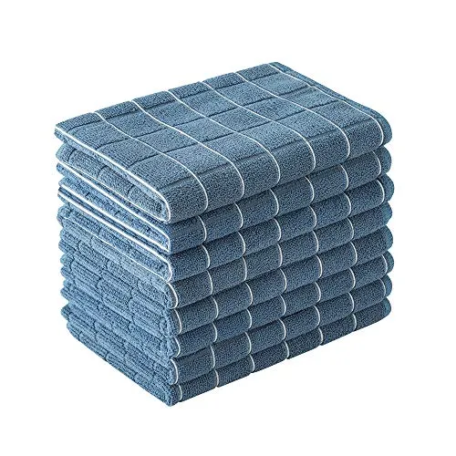 HYER KITCHEN Mikrofaser-Geschirrtücher – weich, super saugfähig und fusselfrei Küchenhandtücher – 8er-Pack (Lattice Design grün) – 66 x 45,7 cm 26 x 18 Inch blau