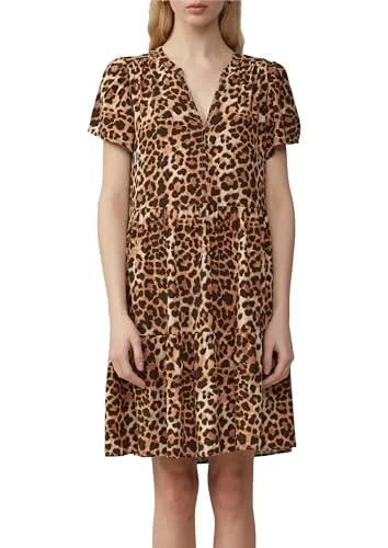 Sommerkleid mit All-Over Print in Gr. 38 - BLACK BROWN LEO - Sommerkleid aus fließender Viskose, ideal für warme Tage und mit auffälligem Allover-Print für einen stylishen Look.