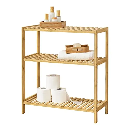 [en.casa] Bambus Standregal Nyköping – Elegantes Haushaltsregal mit 3 Ablagen