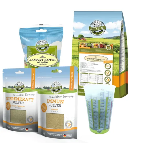 Bellfor Trockenfutter für mittelgroße allergische Hunde - Sparset - Sparset mit hypoallergenem Trockenfutter, schmackhaften Snacks und Ergänzungsfuttermitteln für die optimale Ernährung Ihres ernährungssensiblen Hundes. Ideal für gesunde Fütterung ohne Allergene.