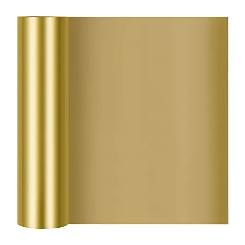 Plotterfolie Textil, Heat Transfer Vinyl Transferfolie Plotter Flexfolie PU für Cricut und Silhouette Cameo Wärmeübertragung Folie für DIY Geschenke, T-Shirt, Stoffe 30.5cm x 305cm Gold