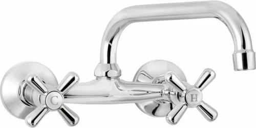 Zweigriffmischer Wandarmatur mit Kreuzgriffen
