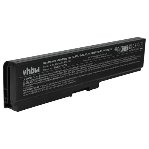 vhbw Akku kompatibel mit Toshiba Satellite L700-T10R, L635D, L635, L700, L700D, L700D-T10W Notebook (4400 mAh, 10,8 V, Li-Ion)