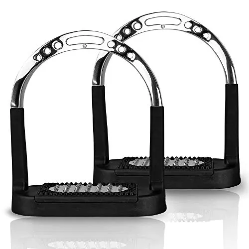 Sprenger Steigbügel Flexcite Grip - Steigbügeleisen & -tritte für Reitsattel, gelenkschonend mit breiter Anti-Rutsch Trittfläche für optimalen Halt und Komfort bei jedem Wetter.