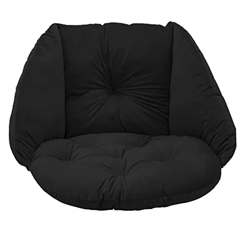 SuperKissen24. Kissen für Hängesessel, Hängestuhl - Runde Sitzkissen mit Silikonfaser - Kissen für Hängeschaukel aus Samtstoff - Hängesitz - Indoor & Outdoor - Dekokissen für Allergiker - Schwarz