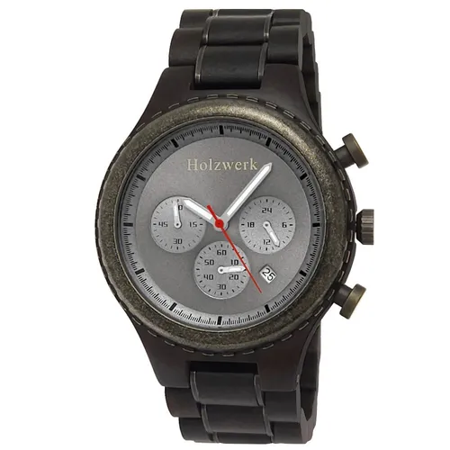 Holzwerk Germany Handgefertigte Designer Herren-Uhr - Armbanduhren für Herren, elegante Holz-Design-Uhr mit Chronograph, umweltfreundlich und angenehm zu tragen, inkl. hochwertigem Japan Quarzwerk und Aufbewahrungsbox.