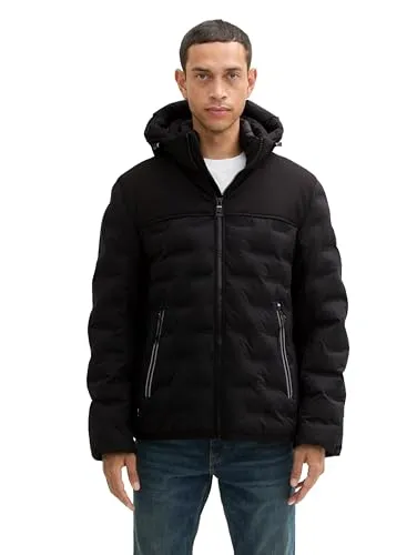 TOM TAILOR Herren 1041324 Hybrid Pufferjacke - Funktionsjacken - Wärme und Schutz durch abnehmbare Kapuze, perfekte Passform und pflegeleichtes Material für Herbst und Winter.
