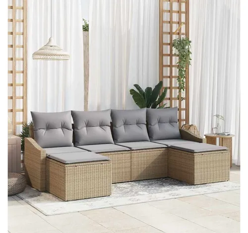 furnicato Garten-Essgruppe Modulares Poly-Rattan Set für 6 Personen, Beige - Elegantes, modulares Garten-Set für 6 Personen, ideal für Terrasse und Garten. Robustes Poly-Rattan sorgt für Wetterbeständigkeit und Langlebigkeit. Ergonomische Polster und flexible Anordnung bieten hohen Komfort und Funktionalität.