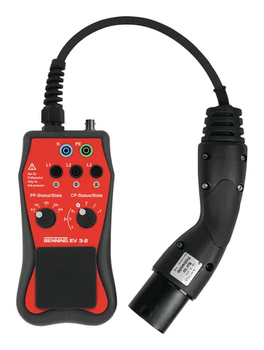 Benning 044169 EV 3-2 Messadapter - Messadapter für E-Ladestationen, ermöglicht präzise Sicherheits- und Funktionsprüfungen gemäß DIN VDE. Ideal für Installationsprüfgeräte mit Typ-2-Stecker.