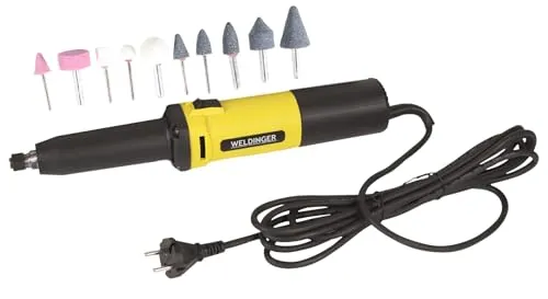 WELDINGER Geradschleifer GS 650el 650 W Aufnahme 3/6/8 mm professioneller Stabschleifer + 10er-Set Schleifstifte
