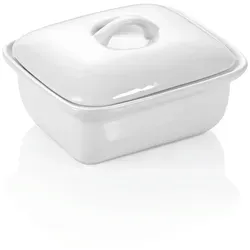 Porzellan Butterdose 13x11 cm - Elegante Butterdose aus hochwertigem Porzellan, ideal für stilvolle Tischdekoration und frische Aufbewahrung.