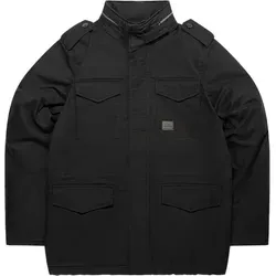 Vintage Industries Orton M65 Textiljacke - Schwarz - S - Funktionsjacke aus schwerer, enzymgewaschener Baumwolle mit verstecktem Kapuzenkragen, ideal für urbane Abenteuer und robuste Einsätze.