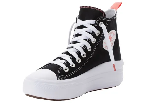 CONVERSE Chuck Taylor All Star Move Sneaker - Black/Pink Salt/White, 36 EU - Sneaker mit High Canvas und smarter Smartfoam-Dämpfung für ultimativen Komfort und Unterstützung. Ideal für stilbewusste Fashionistas, die Höhe und Komfort schätzen.