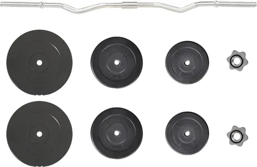 vidaXL Curlstange mit Gewichten 60 kg - Hantelset für vielseitiges Krafttraining, inklusive Langhantelstange und 6 Gewichten (insgesamt 60 kg), ideal für das Trainieren von Brust, Bizeps und Rücken.