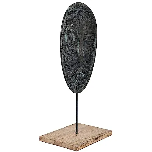 EGLO LIVING Skulptur Hokuta - Sammlerfiguren: Rustikale Deko aus Holz und Metall mit grüner Patina, ideal für moderne Wohnräume und als Geschenk zu besonderen Anlässen.