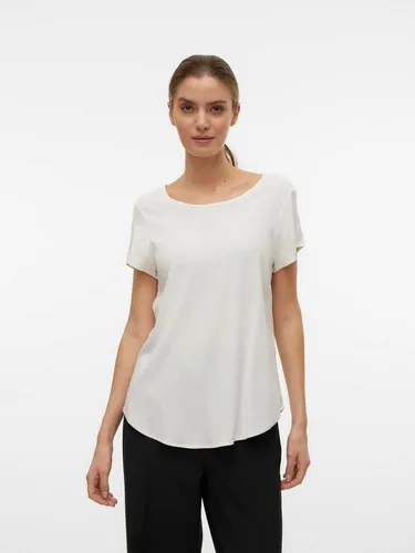 Vero Moda Blusenshirt VMBELLA SS TOP WVN GA NOOS Viskosemischung, abgerundeter Saum