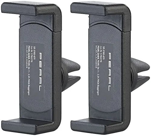 PEARL Handyhalterung Lüftung: 2er-Set Kfz-Universal-Smartphone-Halterung für Lüftungsgitter (Handyhalter Auto Lüftung, Handyhalterung Lüftungsgitter, runde Lüftungsschlitze)