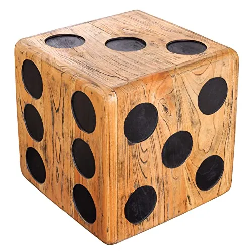 Massiver Würfelhocker Cube 41cm aus Mindiholz in beige von Riess-Ambiente