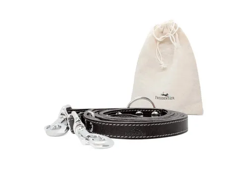 FREUDENTIER Hundeleine Leder 2m - Hochwertige 3-fach verstellbare Führleine - Klassische Hundeleinen aus hochwertigem Vollnarbenleder, stilvoll und robust, perfekt für große und mittelgroße Hunde. Hergestellt in einer EU-Manufaktur mit 30 Tagen Rückgaberecht.