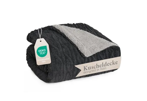 Produktbild Wohndecke Oeko-TEX zertifizierte waschbare Wohn- & Kuscheldecke, Blumtal, mit weicher Sherpa-Innenseite