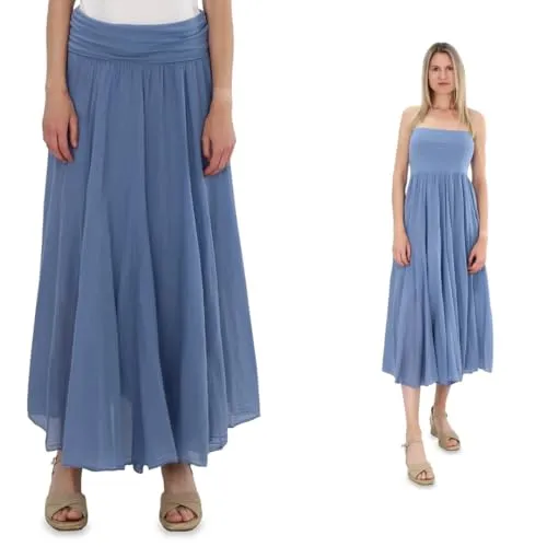 Malito Damen Maxirock - wandelbares Bandeaukleid aus Baumwolle - Röcke für Damen – vielseitig tragbar als Rock oder Bandeaukleid, aus 100% weicher Baumwolle für optimalen Tragekomfort an warmen Tagen.