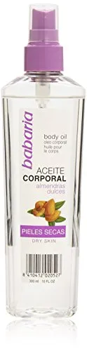 Babaria Aceite Almendras Dulces Aceite Corporal Piel Seca Vaporizador Aceite Corporal, Transparente, Aromatic, 300 Millilitros