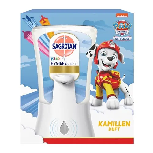 SAGROTAN NO TOUCH Kids Flüssigseife im Spender 250 ml - Automatischer Seifenspender mit Bewegungssensor für hygienische Handreinigung. Inklusive sanfter Kamille-Seife, ideal für Küche und Bad!