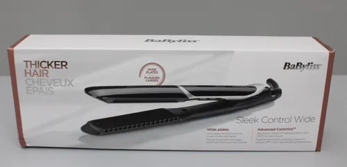 Babyliss Glätteisen Sleek Control Wide - Professionelles Glätteisen mit 35mm breiten Platten und bis zu 235°C. Ideal für müheloses Glätten von langem Haar dank Ionen-Technologie und abnehmbarem Kammaufsatz.