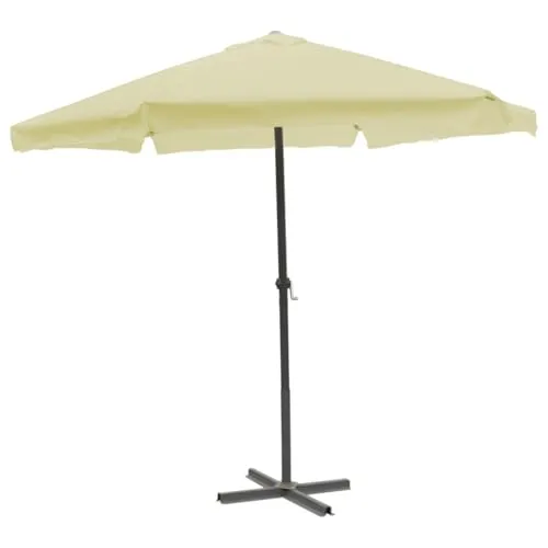 Mojawo Kurbelschirm Gartenschirm Sonnenschirm Aluminium Schirm Ø 3m Krempe und Kurbel verschieden Farben, Farben:Beige