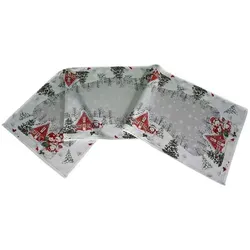 texpot Tischdecke Tischwäsche Druck Schneemannfamilie farbig Winter Weihnachten (1-tlg) weiß rechteckig | 40 cm x 140 cm