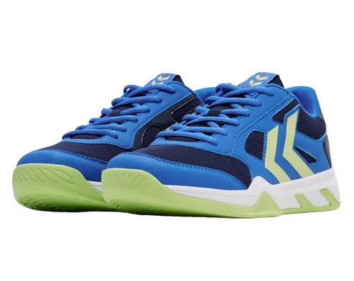 Hummel Teiwaz V Handballschuhe Blau EU 42 1/2 - Hallenschuhe mit atmungsaktivem Mesh-Obermaterial und TPU-Hotmelt-Verstärkung für optimale Stabilität und Komfort, ideal für Sport und Freizeit.