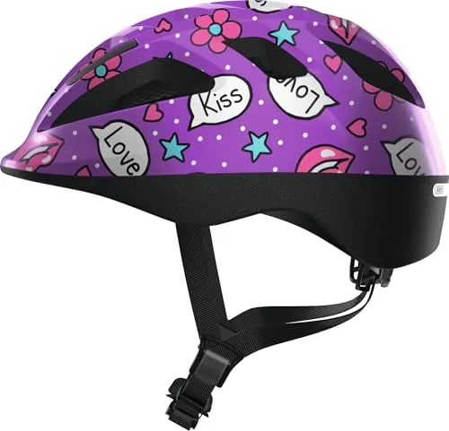 Abus Smooty 2.0 purple kisses S (45-50 cm) - Fahrradhelm für Kinder, sicher und komfortabel mit ergonomischer Form, ideal für kleine Beifahrer auf Fahrradtouren. Mit hervorragender Belüftung und verstellbarem System für optimalen Sitz.