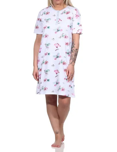 Normann Nachthemd Damen kurzarm Nachthemd in floralem Schmetterlings Print - 122 212