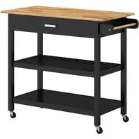 COSTWAY Küchenwagen mit Arbeitsplatte und Rollen - Geräumiger Küchenrollwagen mit 100 cm x 50 cm Arbeitsfläche, 2 offenen Ablagen und einer Schublade. Ideal für flexible Nutzung in der Küche, ausgestattet mit 4 Rollen für einfache Mobilität und Stabilität.