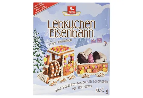 WEISS Weihnachtsfigur Weiss Lebkuchen Eisenbahn