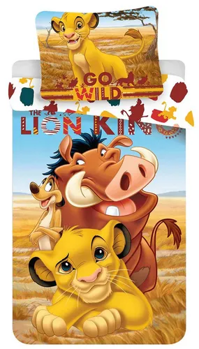 Disney König der Löwen Bettwäsche Set mit Simba, Timon und Pumba - Bettwaren-Set für Kinder mit 100% Baumwolle, maschinenwaschbar und ideal für kleine Fans von König der Löwen - bringt Disney-Magie ins Schlafzimmer!