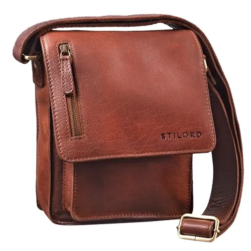 STILORD Herren-Umhängetasche braun - Vintage Messenger-Bag aus echtem Büffel-Leder 'Finn' - Messenger-Bag aus echtem Büffel-Leder, ideal für DIN A5 Dokumente und Tablets bis 8,4 Zoll - stilvoll, langlebig und perfekt für den Alltag.