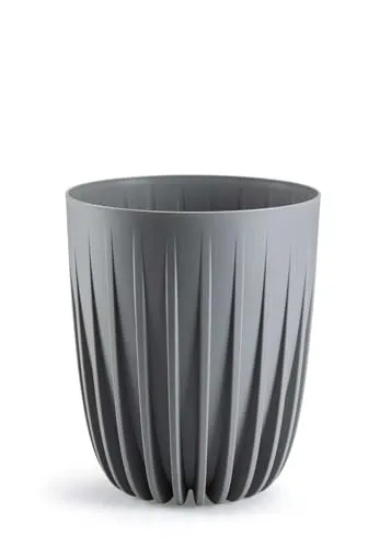 HowHomely Blumentopf aus Kunststoff 30 cm mit Pflanzkübel Einsatz 25 cm Durchmesser - Langlebige und Leichte Übertopf in grau für Deko Wohnzimmer Garten oder Terrasse