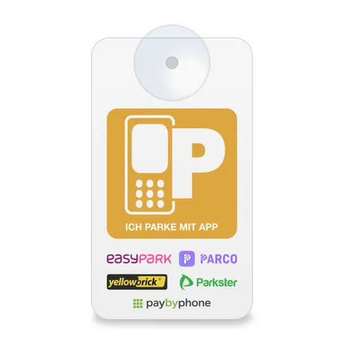Parkvignette für digitale Parkticket-Anbieter mit Saugnapf APP