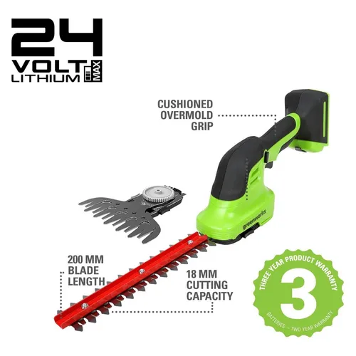Greenworks G24SHTK2 2-in-1 Strauch- und Grasschere