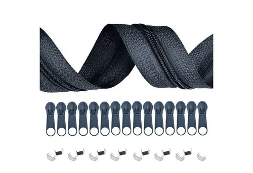 maDDma Kreativset 5m Endlos-Reißverschluss 3mm mit 10 Zippern und 15 Endstücke