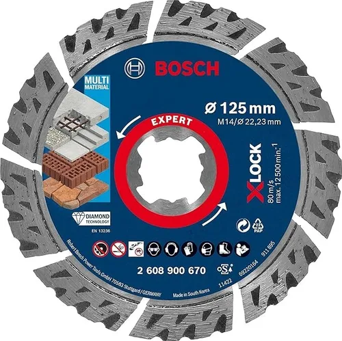 Bosch EXPERT MultiMaterial Diamanttrennscheiben - 125 mm für Beton und Stahlbeton, hält bis zu 4-mal länger mit robuster Schneidekante